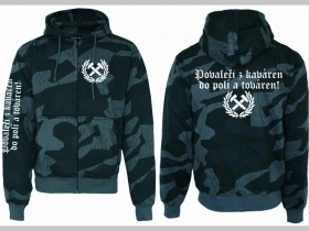 Povaleči z kaváren do polí a továren hrubá maskáčová mikina na zips s kapucou vzor Nightcamo - Nočný maskáč " Splinter "